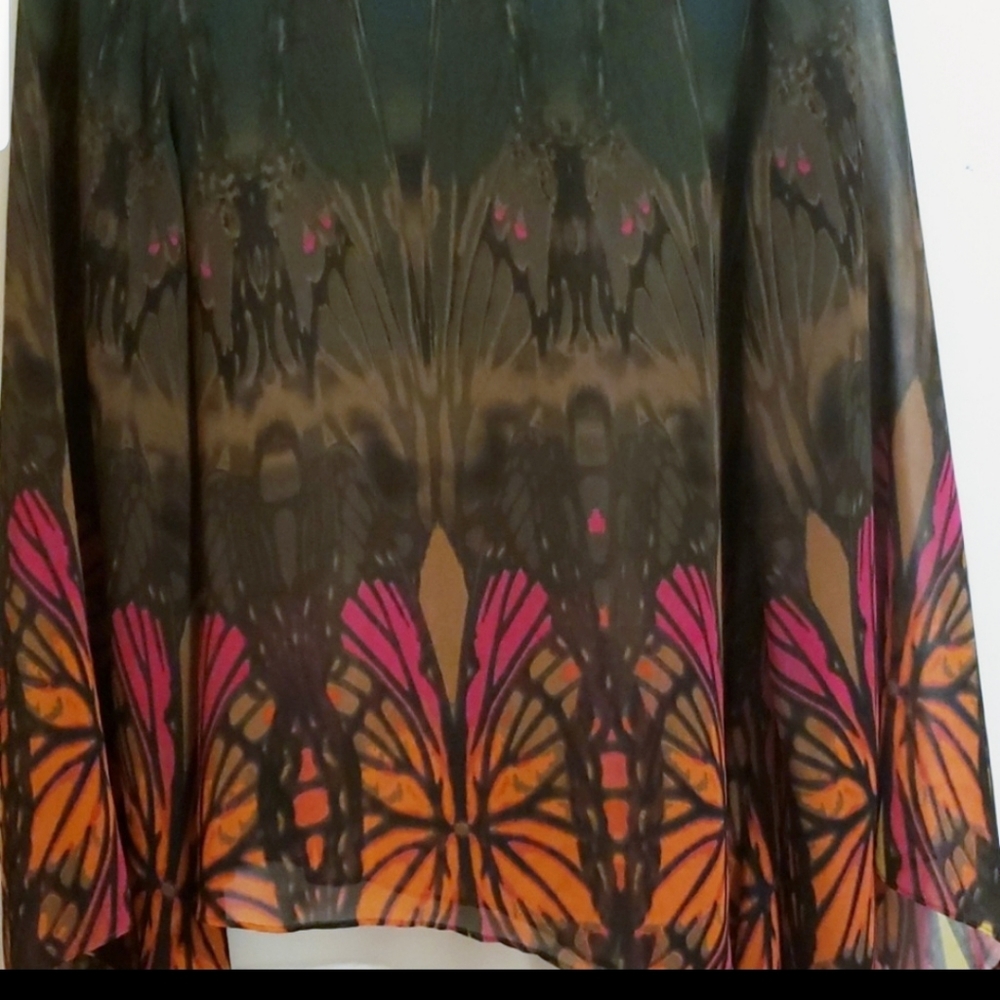 Bebe Sheer Multi Color Top...S - Picture 3 of 4